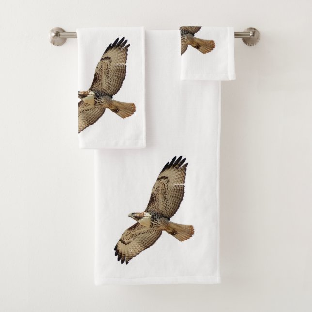 Red Tailed Hawk Bird Wildlife Bath Towel Set (Insitu)