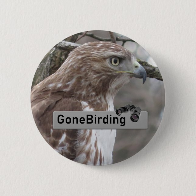Red-tailed Hawk Birding magnet 2 Inch Round Button (Front)