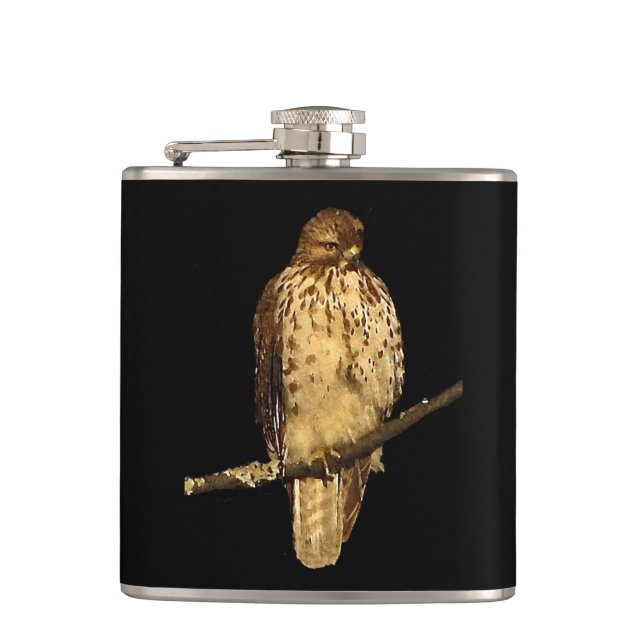 Red Tailed Hawk Hip Flask (Front)