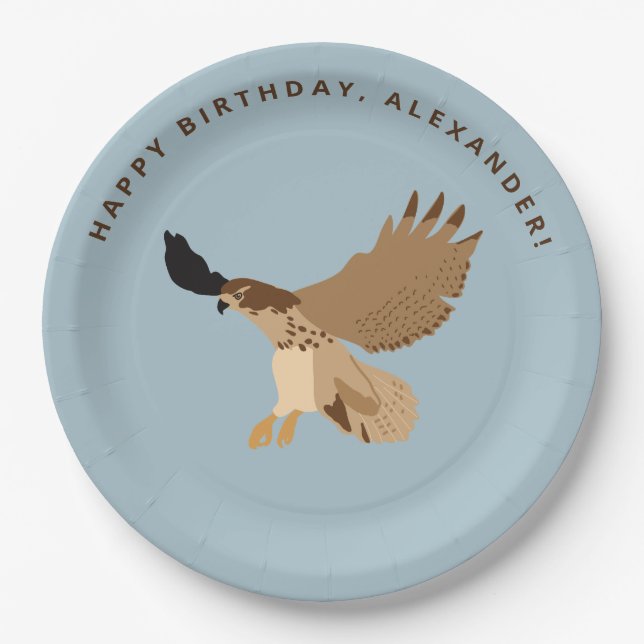 Red-Tailed Hawk in Flight Birthday Party Paper Plate (Front)
