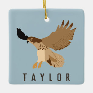 Red-Tailed Hawk in Flight Personalized Ceramic Ornament