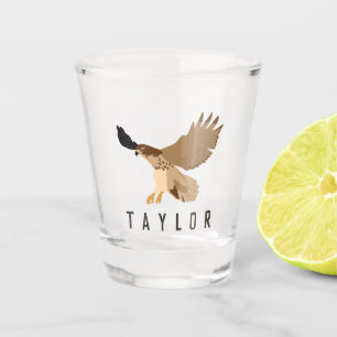 Red-Tailed Hawk in Flight Personalized Shot Glass