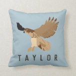 Red-Tailed Hawk in Flight Personalized Throw Pillow<br><div class="desc">Add a wild touch to your couch or sofa with this custom hawk throw pillow.This realistic style illustration depicts a majestic red-tailed hawk in flight against a light blue background. I based this bird of prey graphic on the hawks I occasionally catch glimpses of in the sky above me as...</div>
