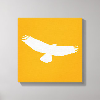 Red Tailed Hawk in Flight White Outline on Orange1 Canvas Print