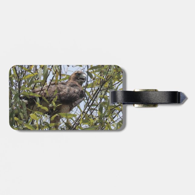 Red tailed hawk luggage tag (Back Horizontal)