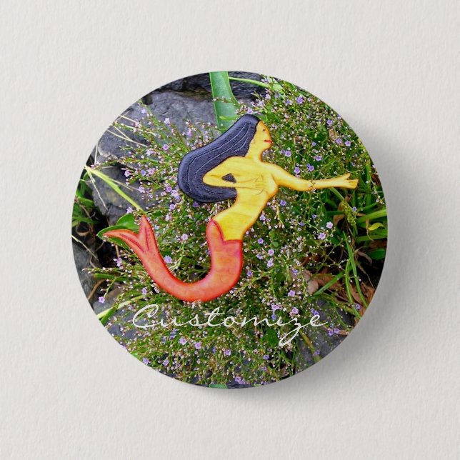 red tailed sirena mermaid back to school 2 inch round button (Front)