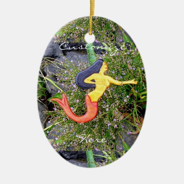 red-tailed sirena mermaid beauty ceramic ornament (Front)