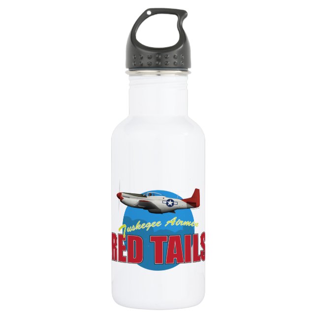 Red Tails Tuskegee Airmen with P-51 532 Ml Water Bottle (Front)