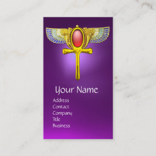RED TALISMAN/ EGYPTIAN WINGED ANKH WITH CORNUCOPIA BUSINESS CARD