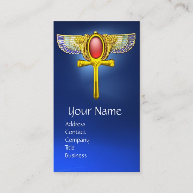 RED TALISMAN/ EGYPTIAN WINGED ANKH WITH CORNUCOPIA BUSINESS CARD (Front)