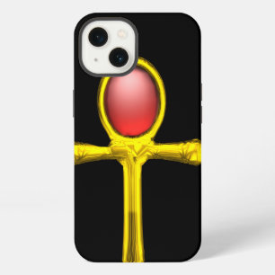 RED TALISMAN /GOLD EGYPTIAN ANKH iPhone 13 CASE