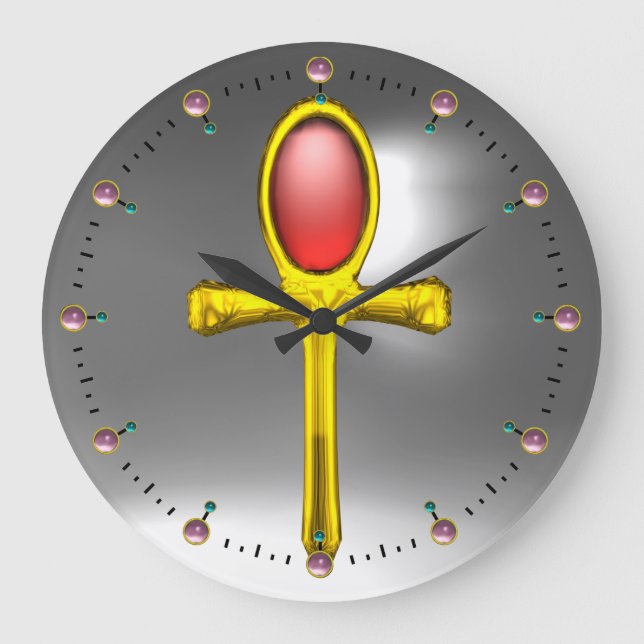 RED TALISMAN ,Ruby Gemstones ,Gray White Large Clock (Front)