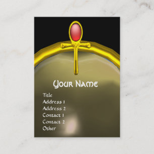 RED TALISMAN RUBY MONOGRAM bright  yellow grey Business Card