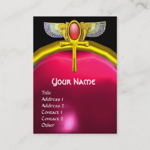 RED TALISMAN/ WINGED SCARAB ANKH AND CORNUCOPIA BUSINESS CARD