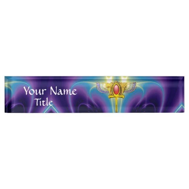 RED TALISMAN/ WINGED SCARAB ANKH AND CORNUCOPIA NAMEPLATE (Front)