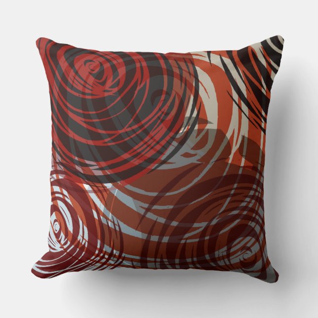 RED TAN SPIRAL DESIGN Retro Throw Pillow (Front)