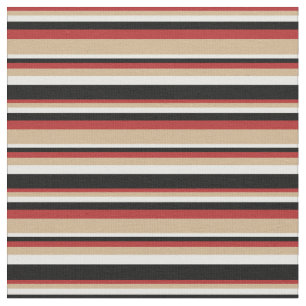 Red, Tan, White & Black Coloured Lines Fabric