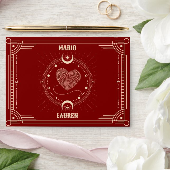 Red tarot boho mystical moon romance wedding  envelope (Wedding)