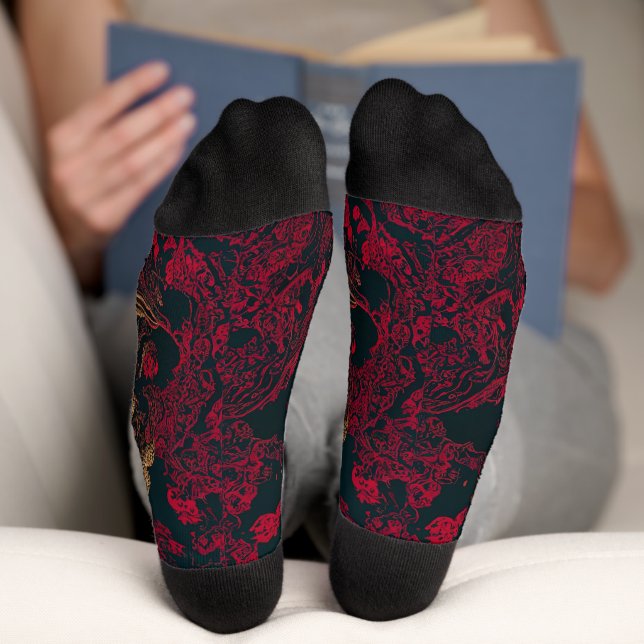 Red Tarot Card Paper, Mandelbulb Fractal, Asian Socks (Bottom)