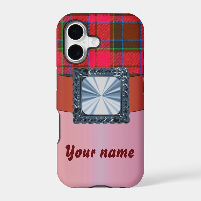 Red tartan argyle plaid  customizable (Back)
