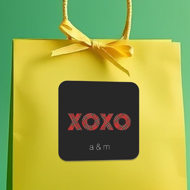 Red Tartan Christmas Pattern Square Sticker (Creator Uploaded)