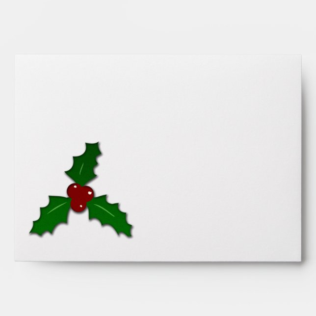 Red tartan Christmas plaid holidays Holly twig Envelope (Front)