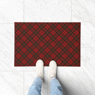 Red tartan Christmas plaid winter holidays pattern Doormat