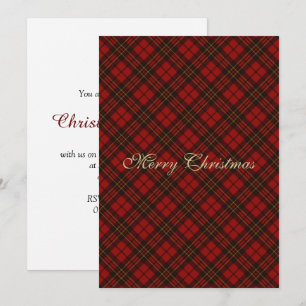 Red tartan Christmas plaid winter holidays pattern Invitation