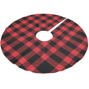 Red Tartan Christmas Tree Base Cover Up Brushed Polyester Tree Skirt