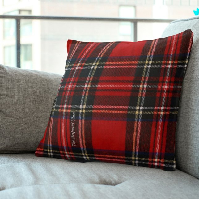 Red Tartan Customized Throw Pillow (Traditional Red Tartan Pillow)