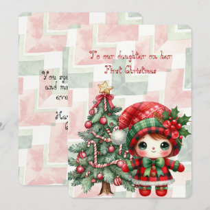 Red Tartan Daughter First Christmas Card