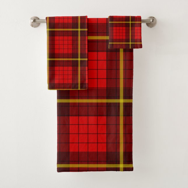 Red Tartan Design Bath Towel Set (Insitu)