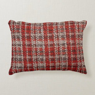 Red Tartan Fabric: Textured Background Accent Pillow