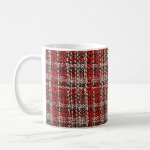 Red Tartan Fabric: Textured Background Coffee Mug