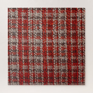 Red Tartan Fabric: Textured Background Jigsaw Puzzle