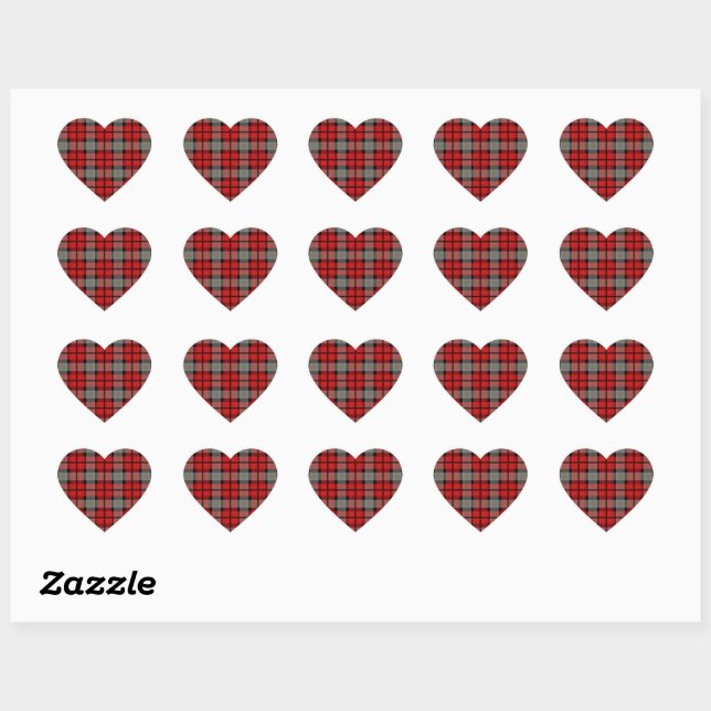 Red Tartan  Heart Sticker (Sheet)
