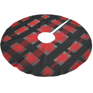 Red Tartan Modern Buffalo Plaid Holiday Decorating Brushed Polyester Tree Skirt