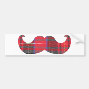 Red Tartan Moustache Bumper Sticker