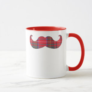 Red Tartan Moustache Mug