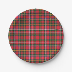 Red & Tartan Pattern Paper Plate