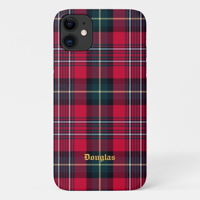 Red Tartan Phone Case w/Name or Initials (Back)