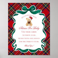 Red Tartan Plaid Christmas Bear Advice for Baby