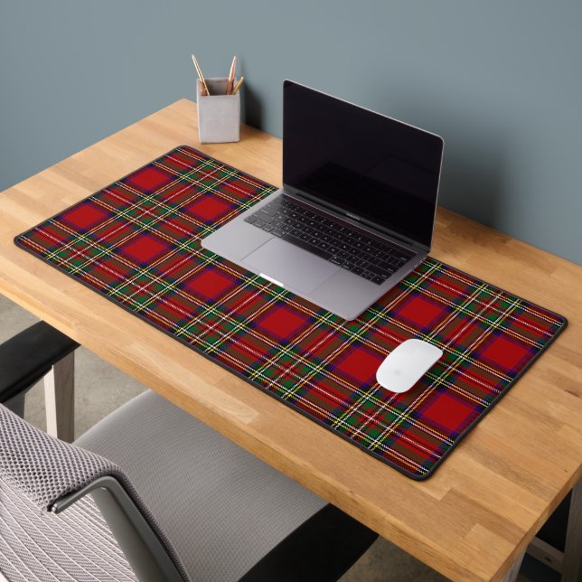 Red Tartan Plaid Design Desk Mat (Office 2)