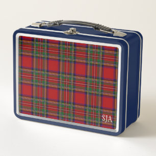 Red Tartan Plaid Design Metal Lunchbox