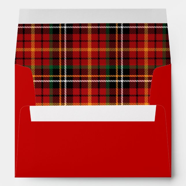 Red Tartan Plaid Enveloppe de Noël Festive (Dos (Bas))