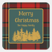 Red Tartan Plaid Merry Christmas