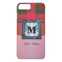 Red tartan plaid personalized monogram