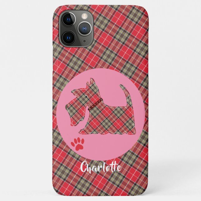 Red Tartan Plaid Scottie Dog Cute Dog Personalized Case-Mate iPhone Case (Back)