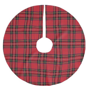 Red Tartan Plaid  Tree Skirt, Brushed Polyester Brushed Polyester Tree Skirt