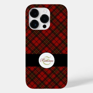Red tartan plaid winter Christmas pattern Monogram Case-Mate iPhone 14 Pro Case